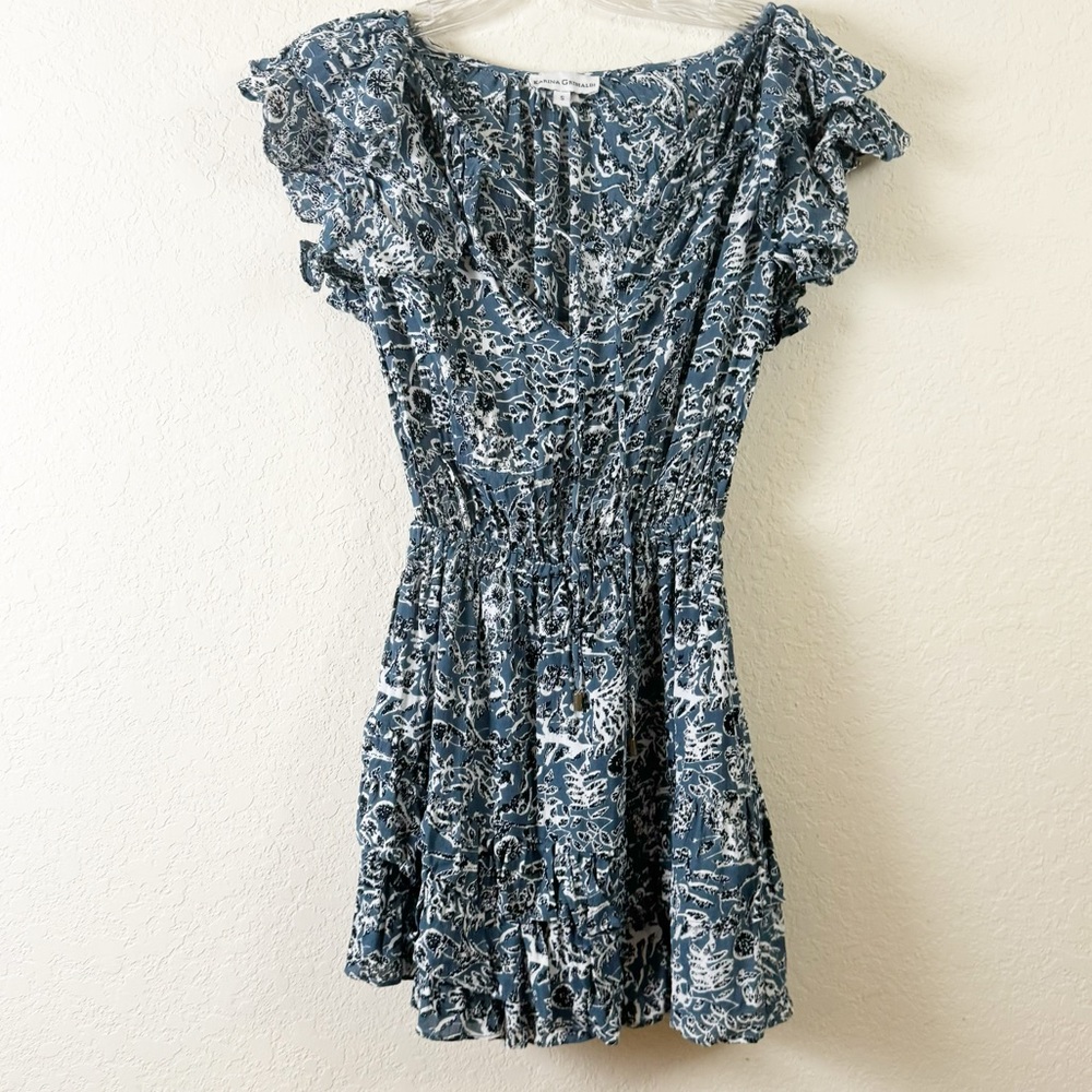 Karina Grimaldi Sabrina Mini Dress In Blue Fern View 3